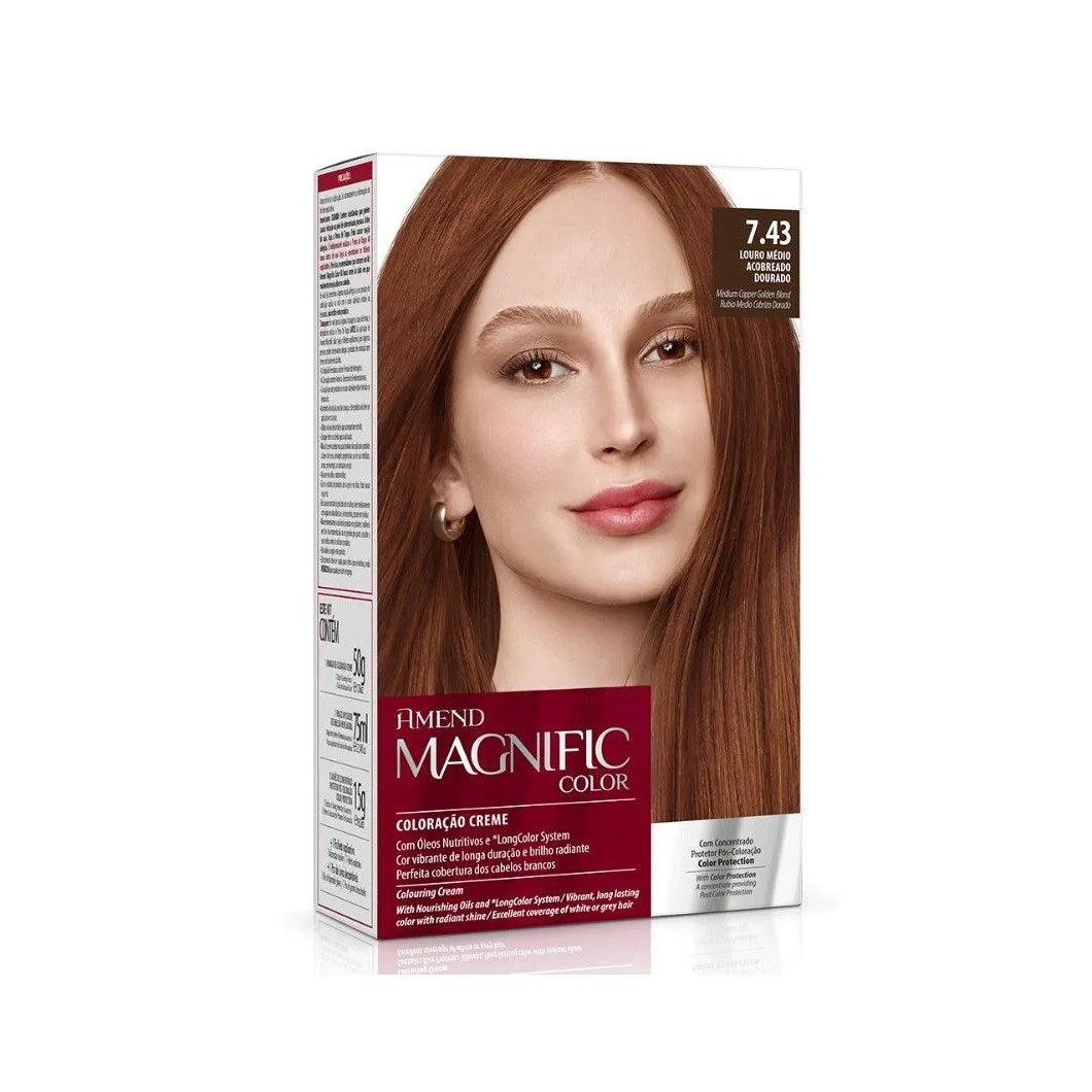 Tintura Amend Magnific Color 7.43 Louro Médio Acobreado Dourado