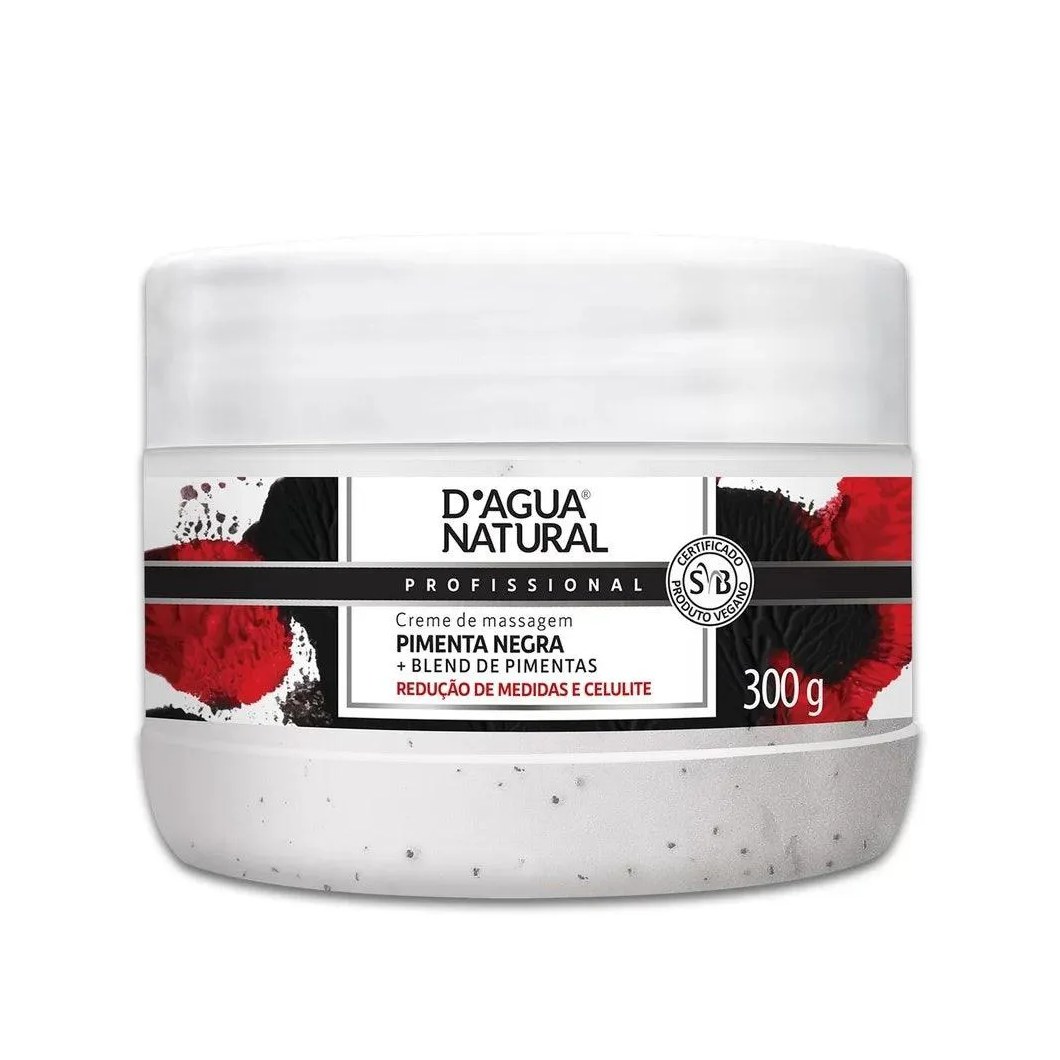 Creme para Massagem D'agua Natural Pimenta Negra 300g