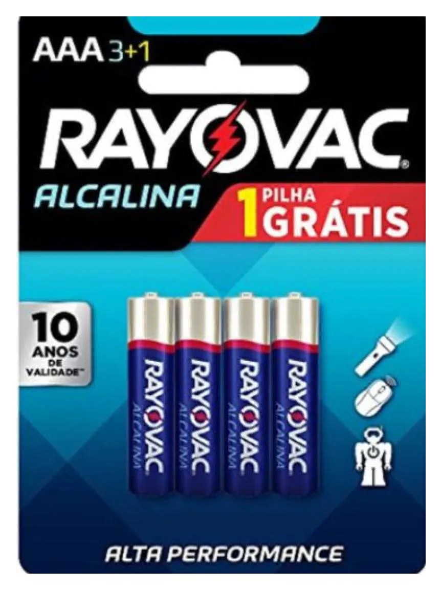 Pilha Palito Aaa Alcalina Pague 3 Leve 4 Rayovac