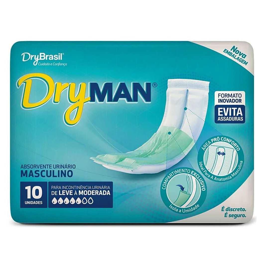 Absorvente Masculino Dryman - 10 unidades