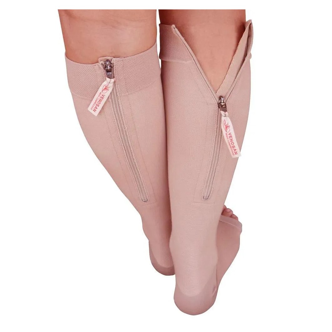 Meia 3/4 Comfortline Cotton com Zíper 20-30mmhg Bege Curta Tam G