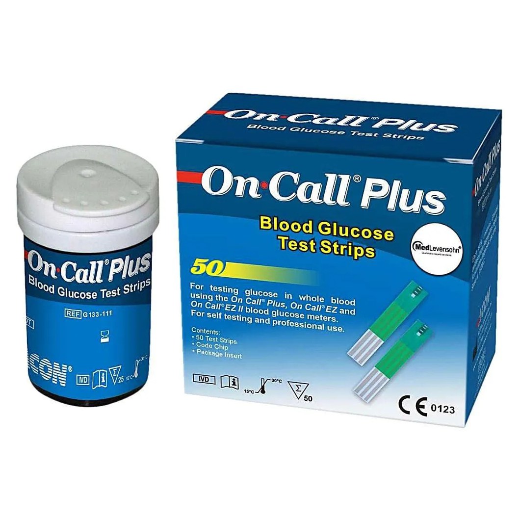 Tiras Reagentes Frasco Teste Glicemia On Call Plus - 50 Und