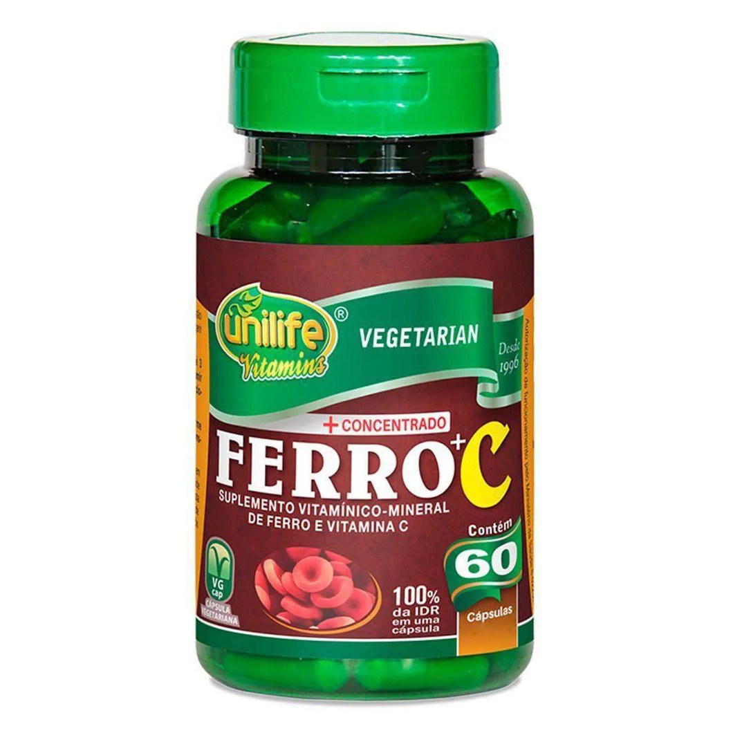 Ferro + Vit. C 500mg 60 cápsulas - Unilife