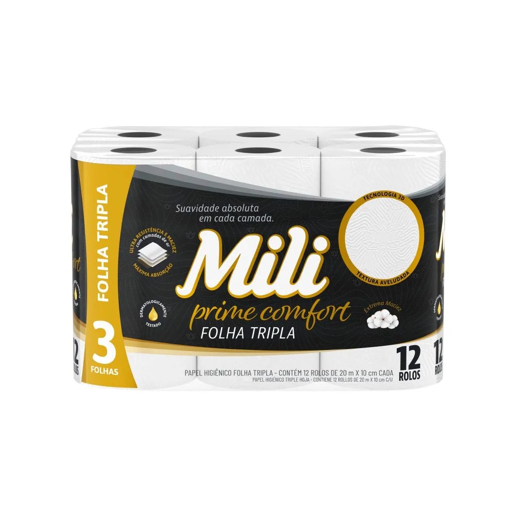 Papel Higienico Mili Prime Comfort Com 12 Folha Tripla
