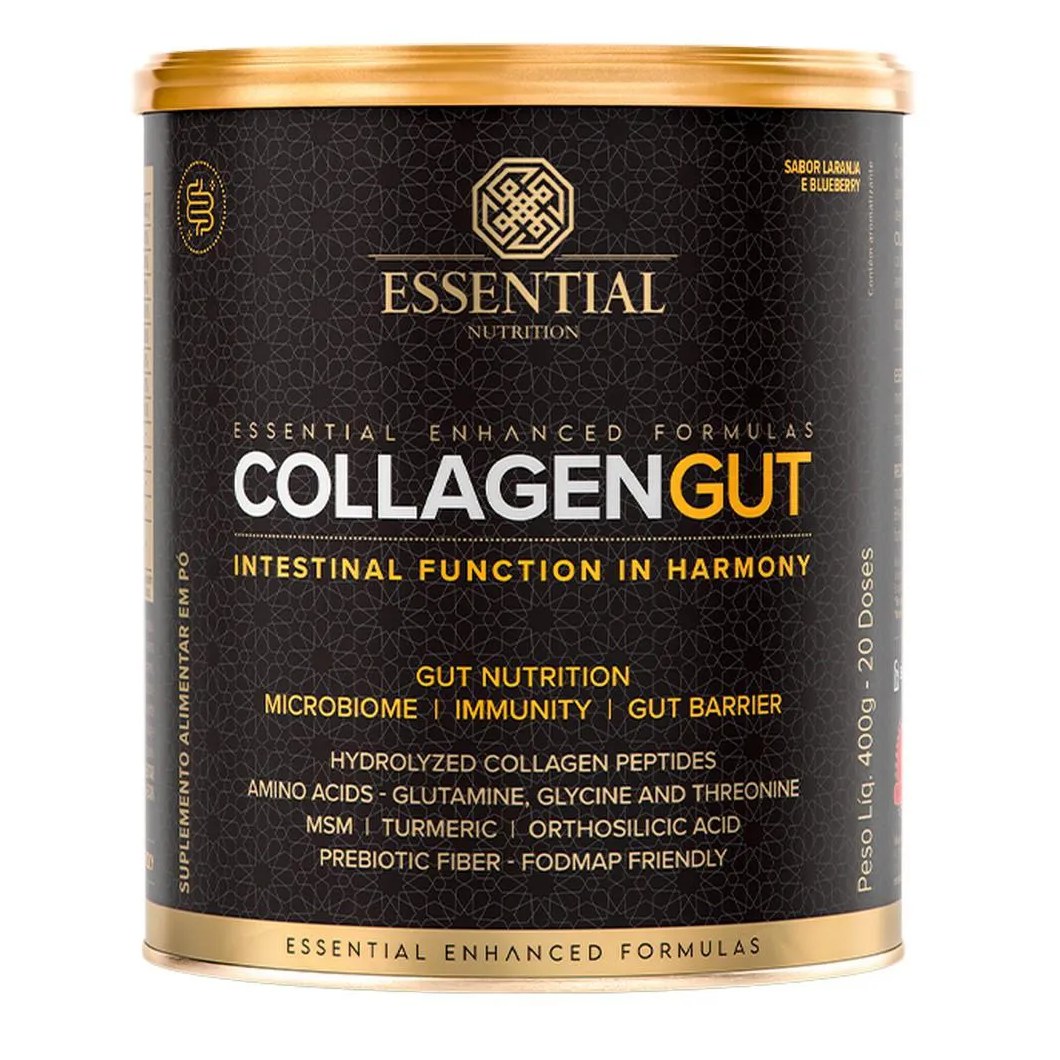Colágeno Collagen Gut Essential Nutrition Laranja e Blueberry 400g