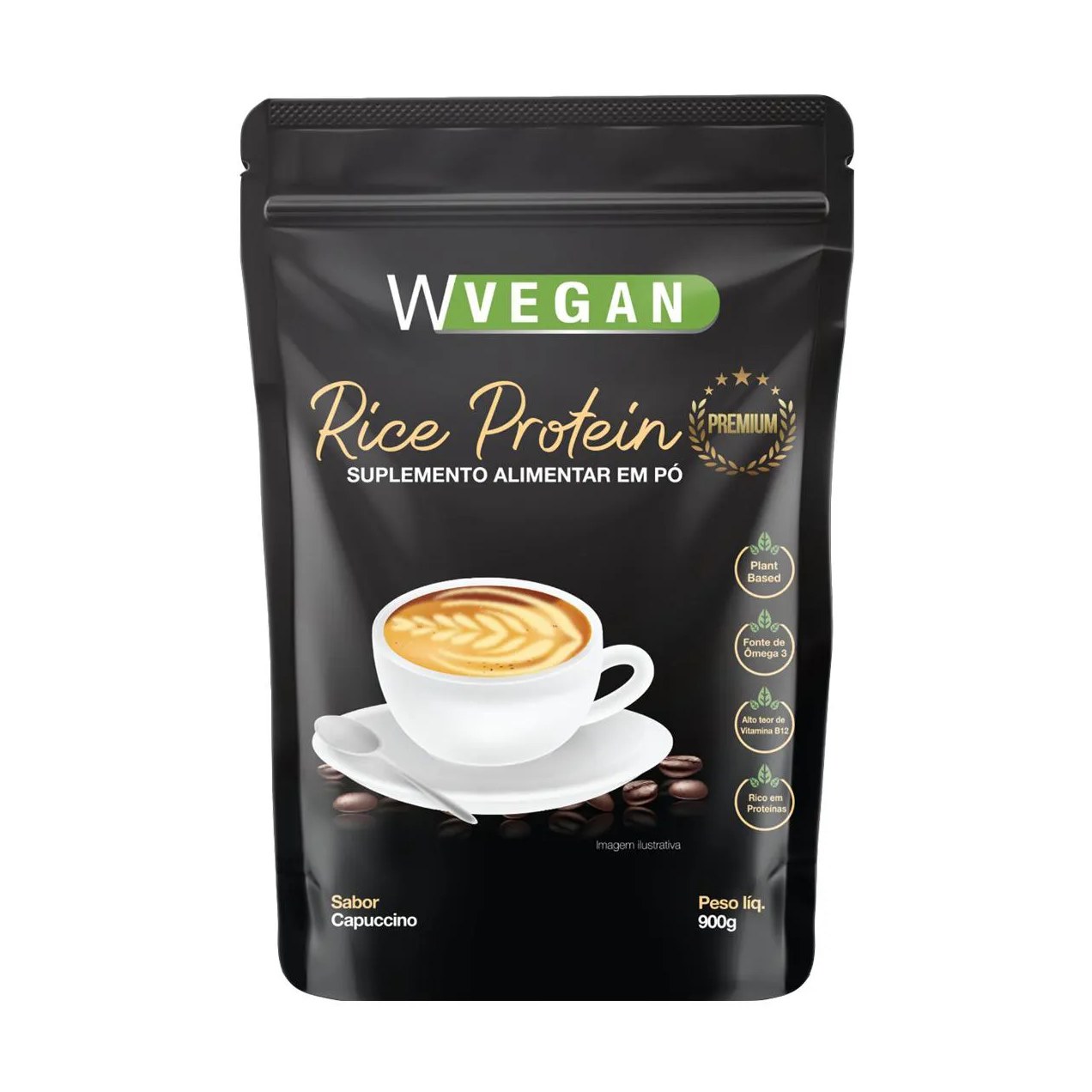Proteína de Arroz Wvegan Rice Protein Premium Capuccino Vegano 900g