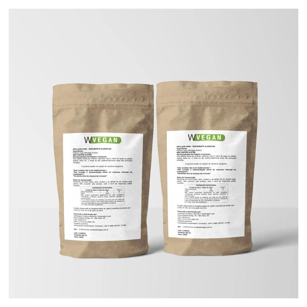 Psyllium Po Puro 1kg Embalagem Refil Wvegan Psillium Vegano