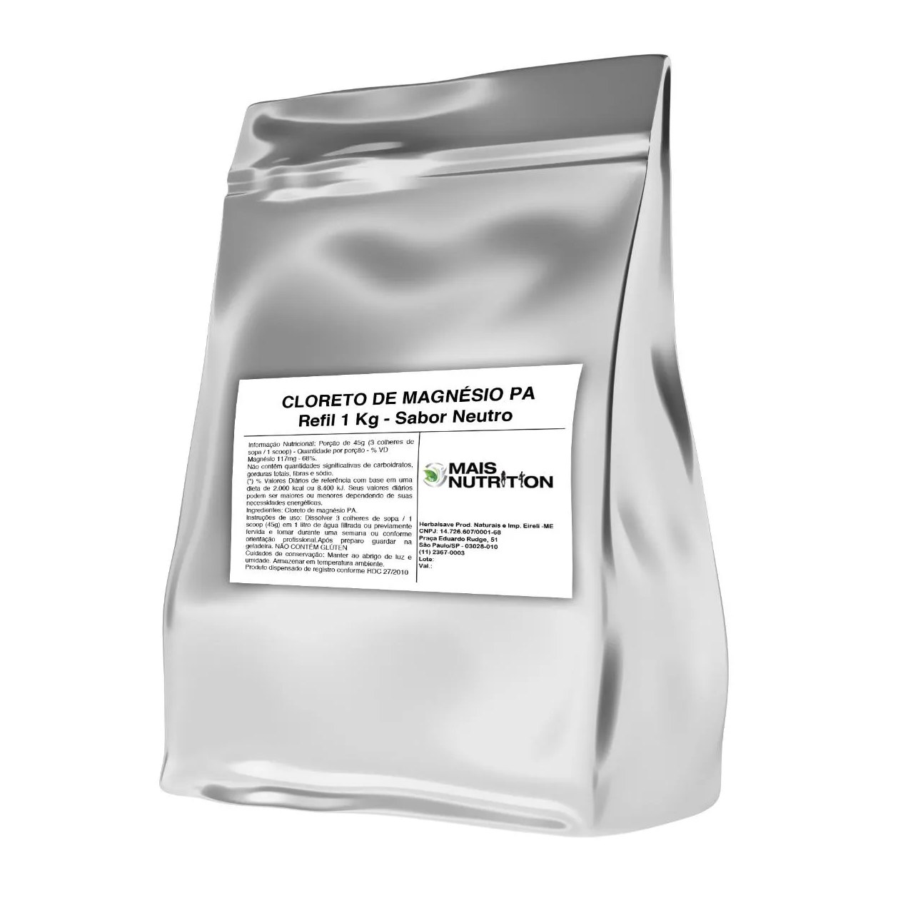 Cloreto de Magnésio Pa 1kg Embalagem Refil Wvegan Vegano