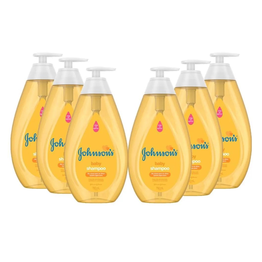 Kit 6 Shampoos Johnson's Baby Regular 750ml
