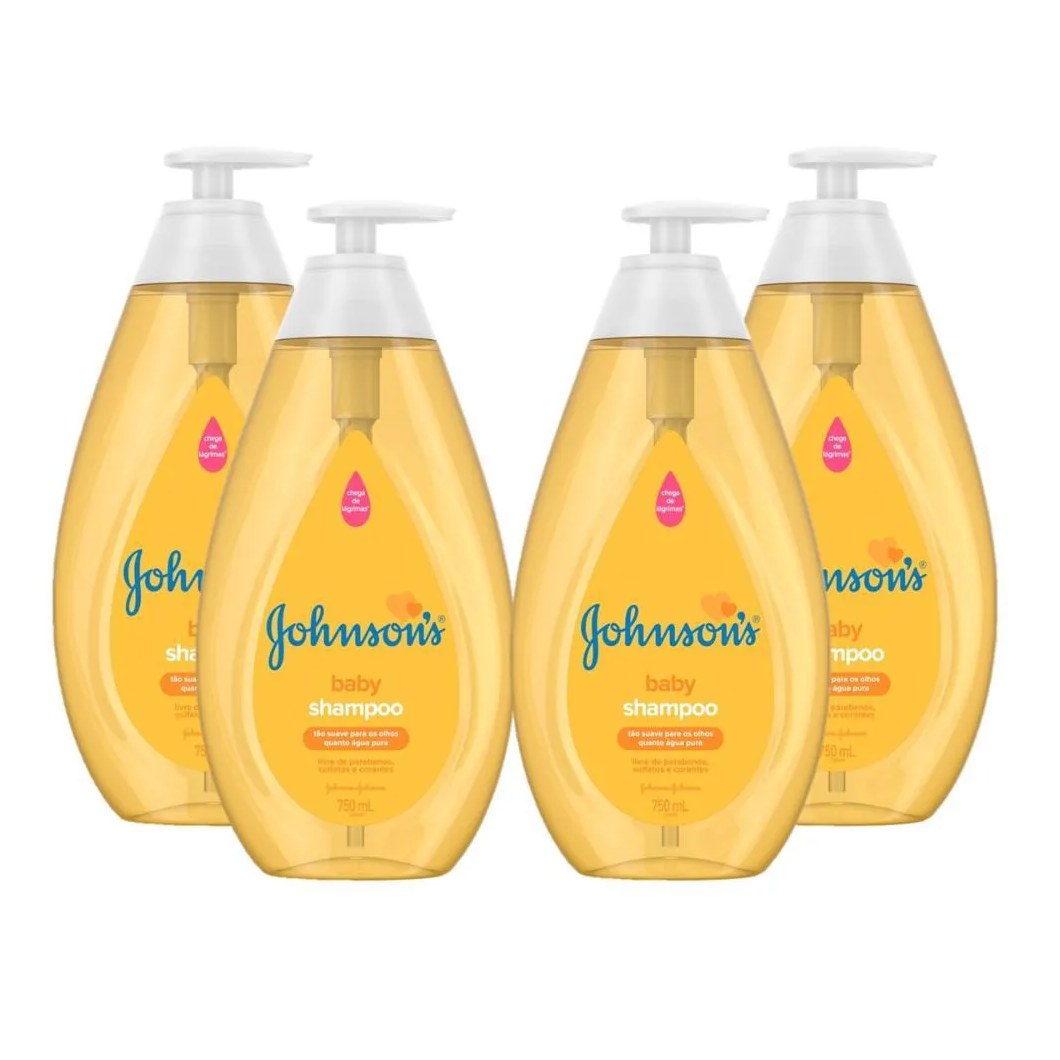 Kit Shampoo Johnson's Baby Regular 750ml com 4 unidades