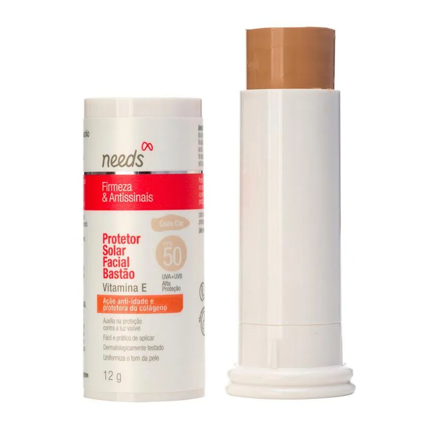 Protetor Solar Facial Needs Firmeza & Antissinais FPS 50 Com Cor Bastão 12g