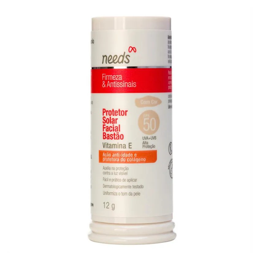 Protetor Solar Facial Needs Firmeza & Antissinais FPS 50 Com Cor Bastão 12g