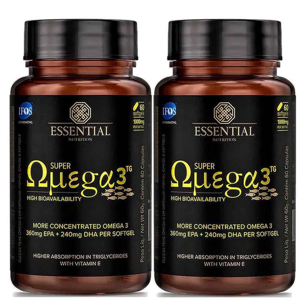 Kit 2x Super Omega 3 Tg 1000mg - 60 Capsulas Cada - Essential Nutrition