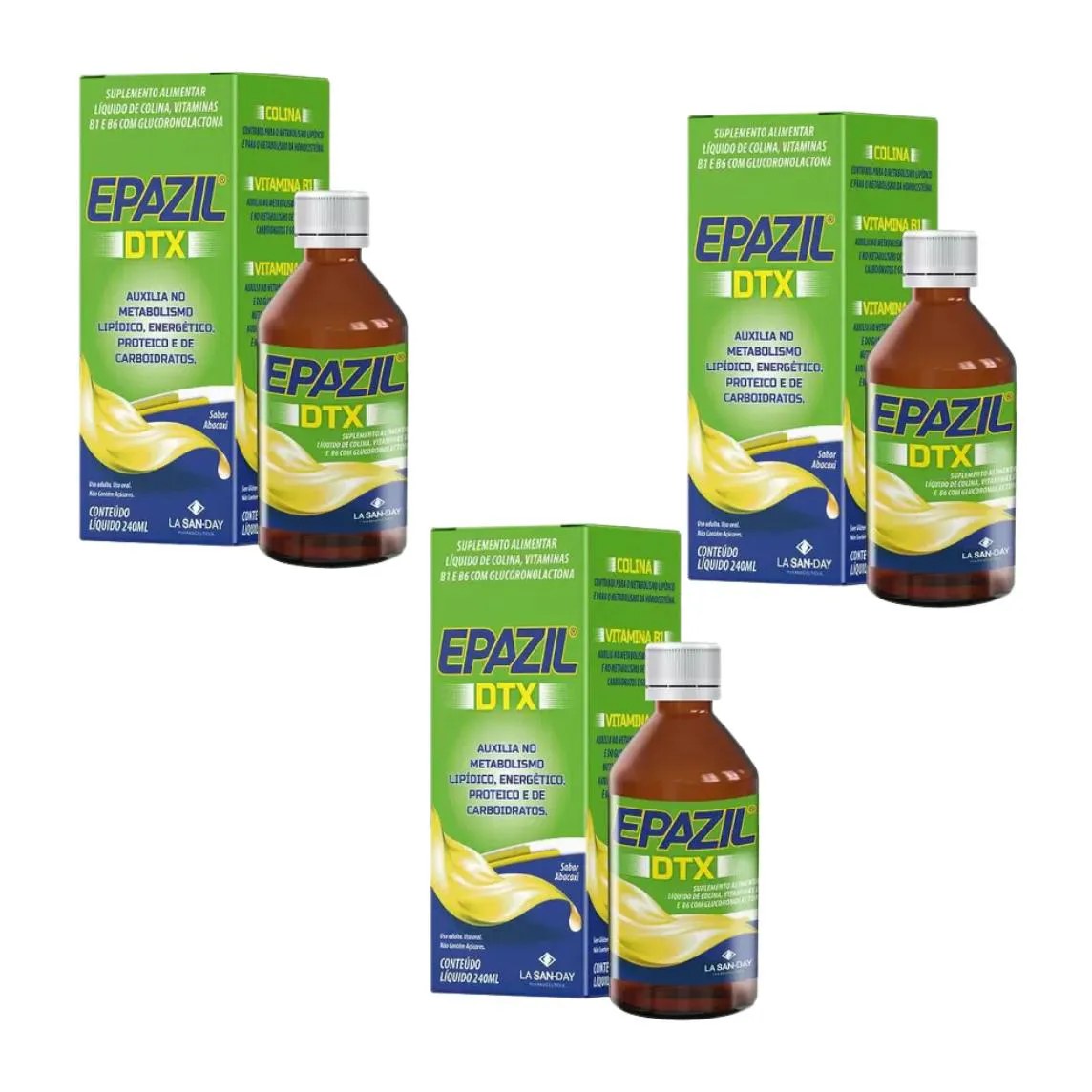 Kit com 3 Frascos Vitamina Epazil Dtx 240ml – La San Day