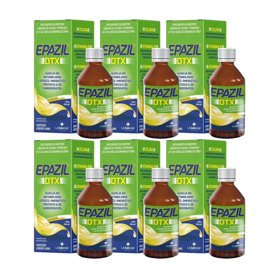 Kit com 6 Frascos Vitamina Epazil Dtx 240ml – La San Day