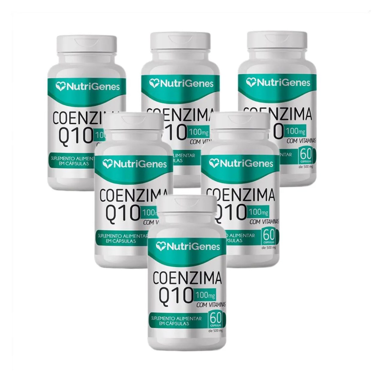 6x Coenzima Q10 Coq10 Nutrigenes - 60 Cápsulas. 100mg + Vitaminas