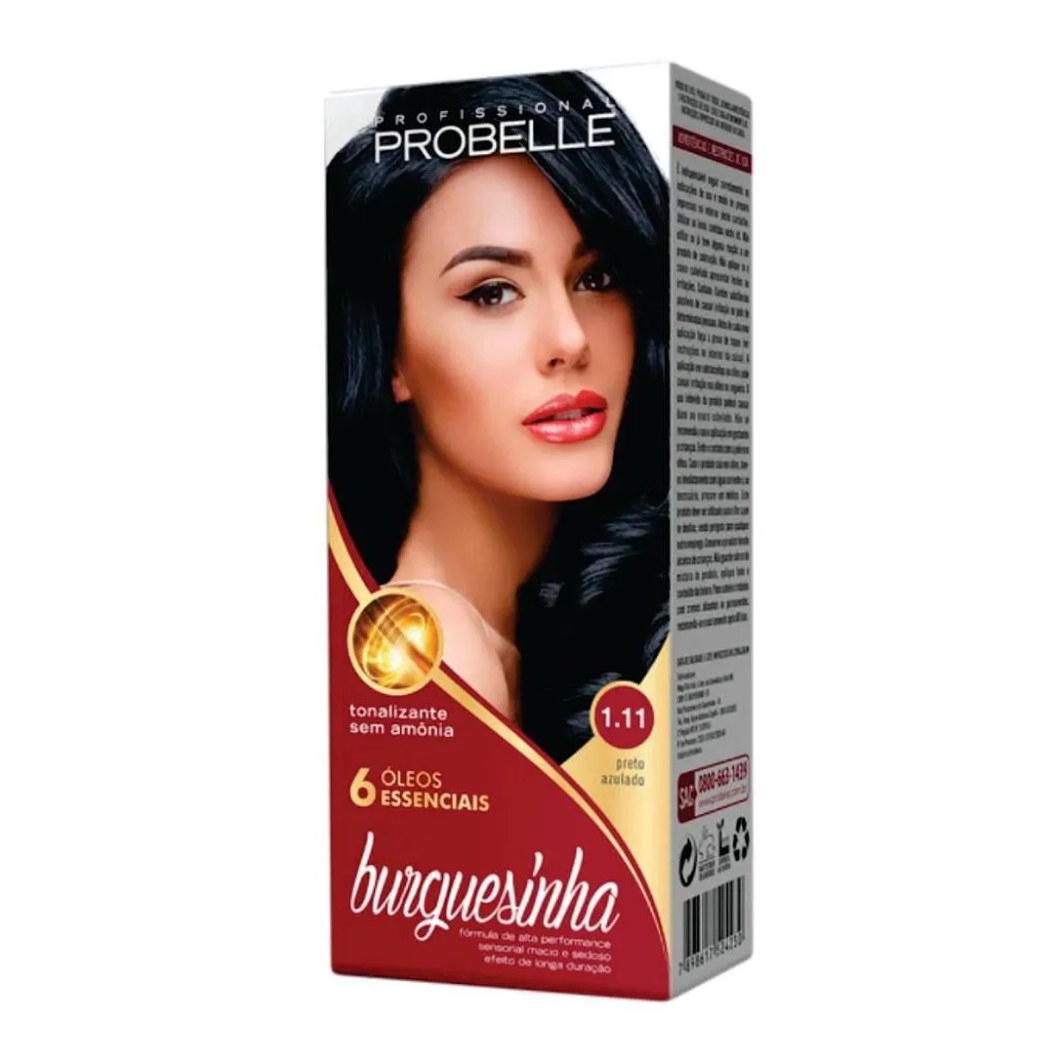 Tintura Probelle Burguesinha sem Amonia 1.11 Preto Azulado