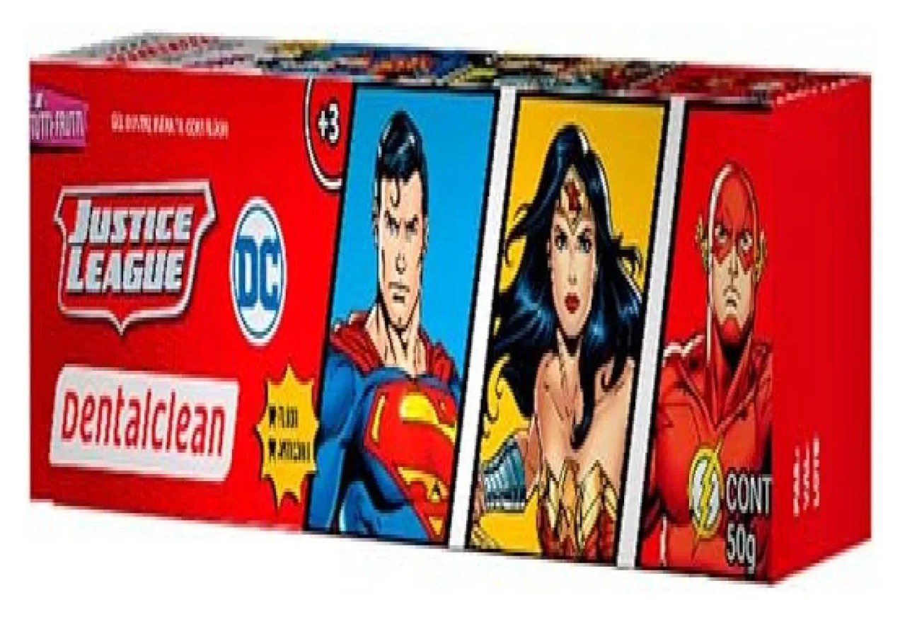 Pasta de Dente Infantil Heróis Liga da Justiça com Flúor Tutti-frutti 50g