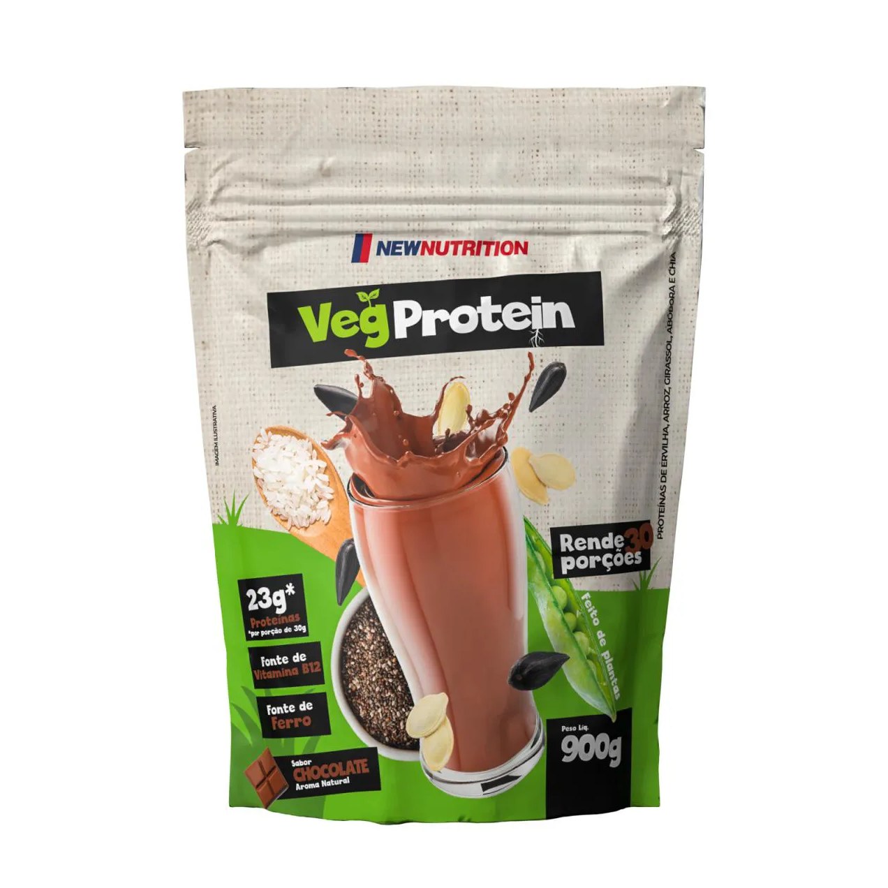 Proteína Vegetal Newnutrition Chocolate em Pó 900g