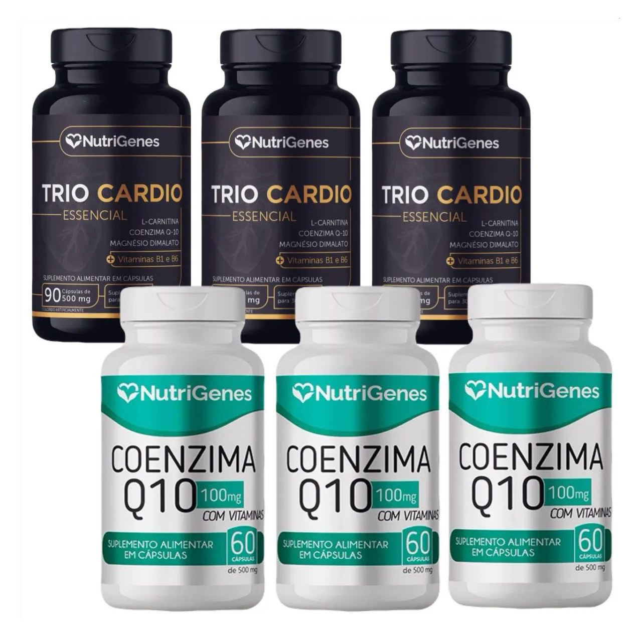 3x Trio Cardio + 3x Coenzima Q10 Coq10 - Nutrigenes