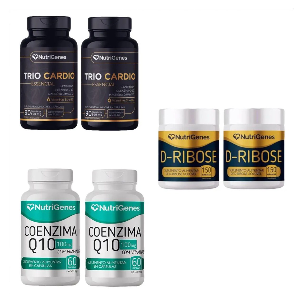 2x Trio Cardio + 2x D Ribose + 2x Coenzima Coq10- Nutrigenes