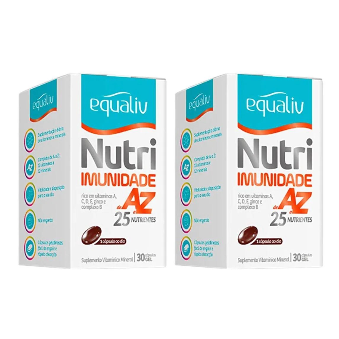 Kit Vitamina Equaliv Nutri Imunidade Az com 30 Cápsulas em Gel - 2 Unidades