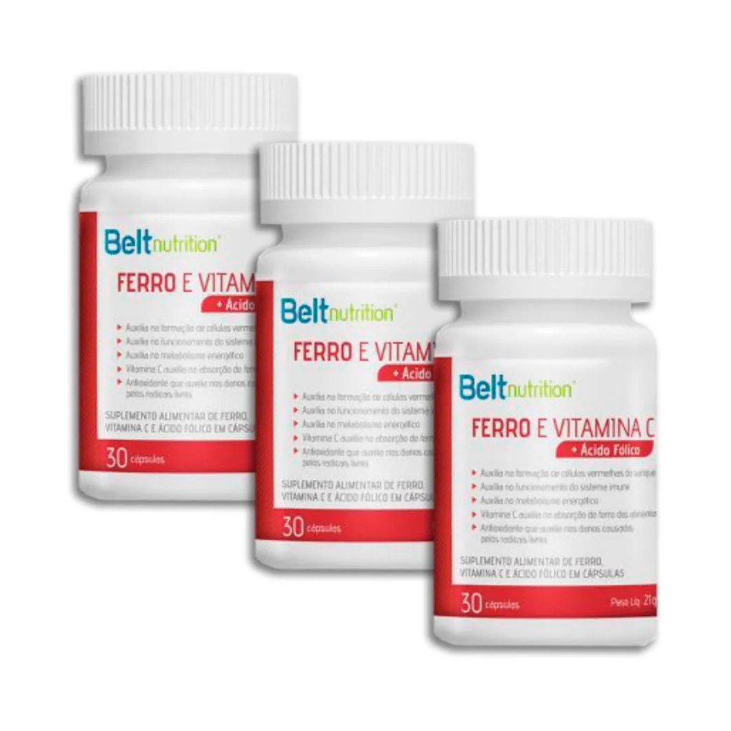 3x Multivitamínico Belt Ferro com Vitamina C+ácido Fólico