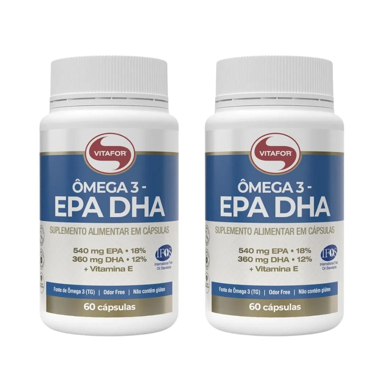 Kit 2 Ômega 3 Dha 540mg Epa 360mg Vitamina e 60 cápsula Vitafor