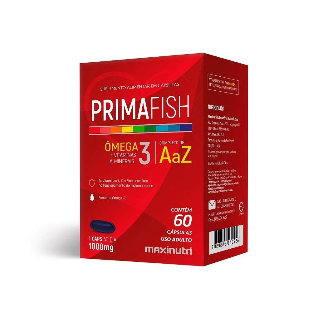 Prima Fish 1000mg (60 Cápsulas) - Padrão: Único