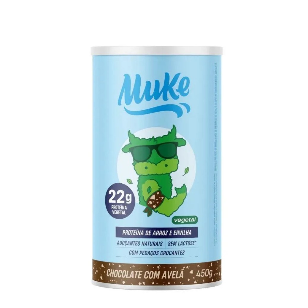Proteína em Pó Vegetal +Mu Muke Proteína de Arroz e Ervilha Chocolate com Avelã 450g