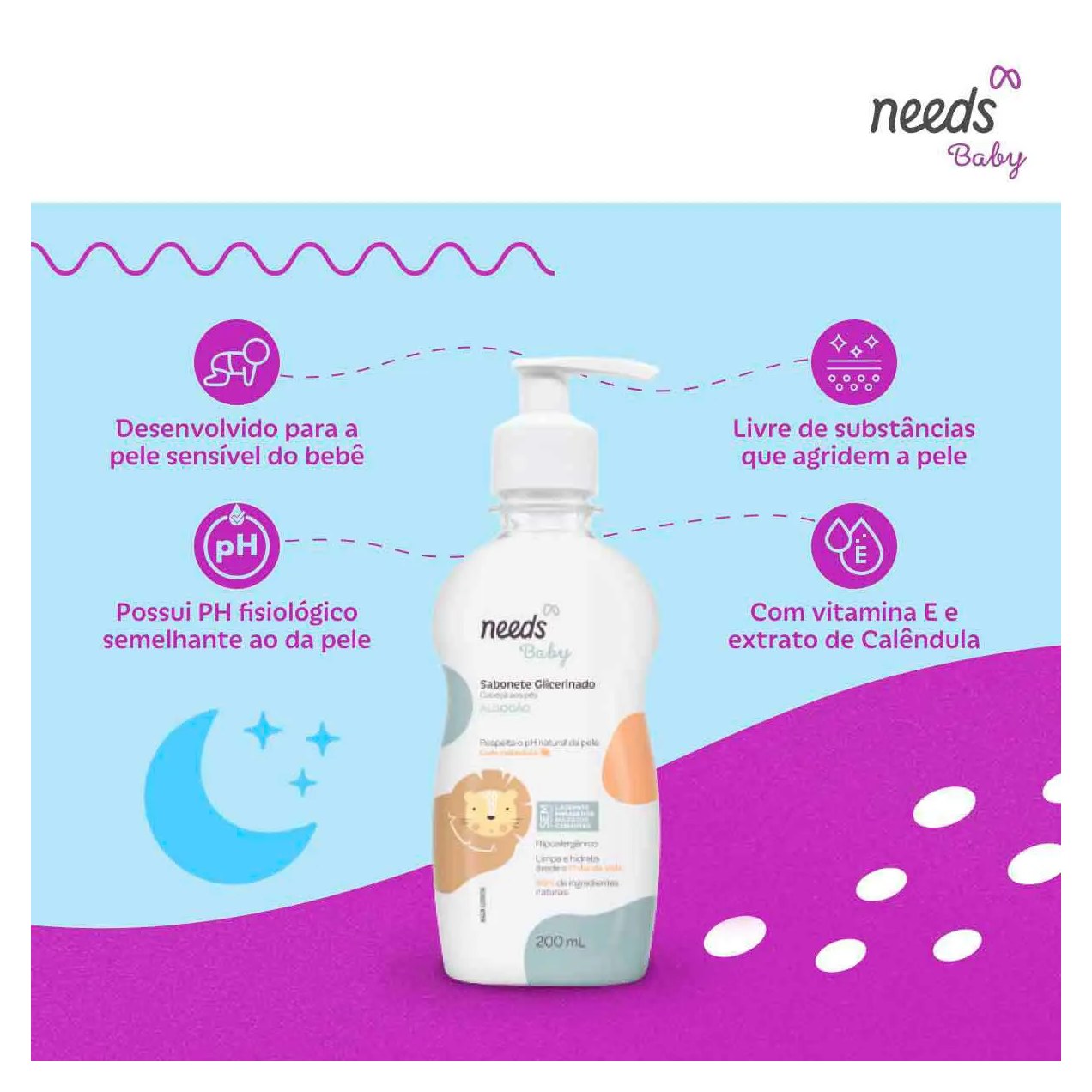 Sabonete de Glicerina Líquido Needs Baby Algodão 200ml