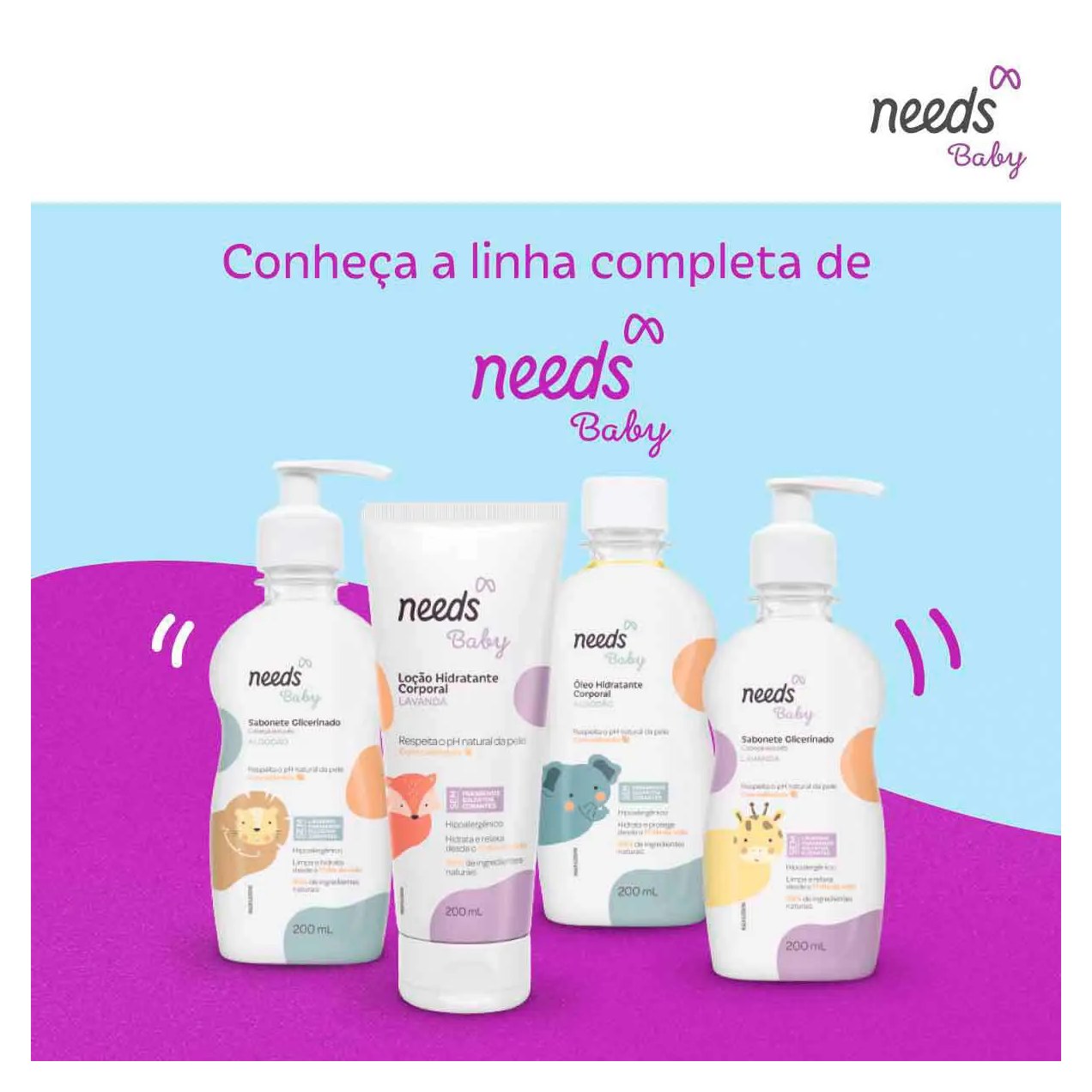 Óleo Hidratante Corporal Infantil Needs Baby Algodão 200ml