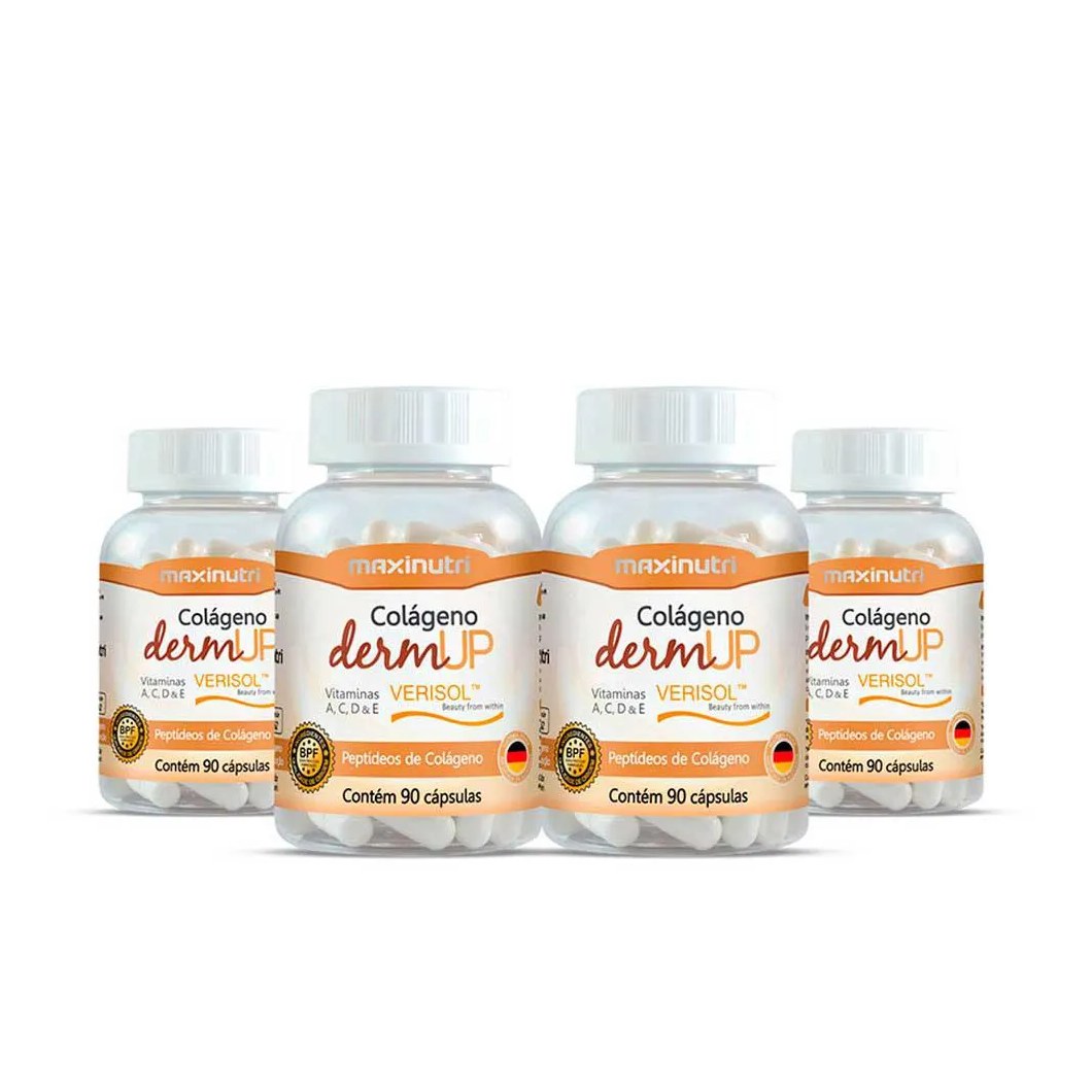 Kit 4 Colágeno Dermup Verisol Vitaminas A-c-d-e 90 cápsulas Maxinutri