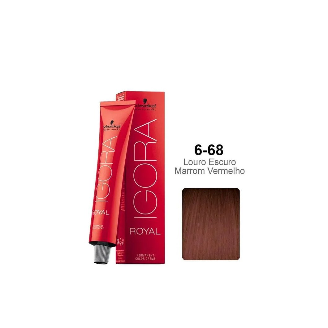 Tintura Schwarzkopf Igora Royal 6.68 Louro Escuro Marrom Vermelho