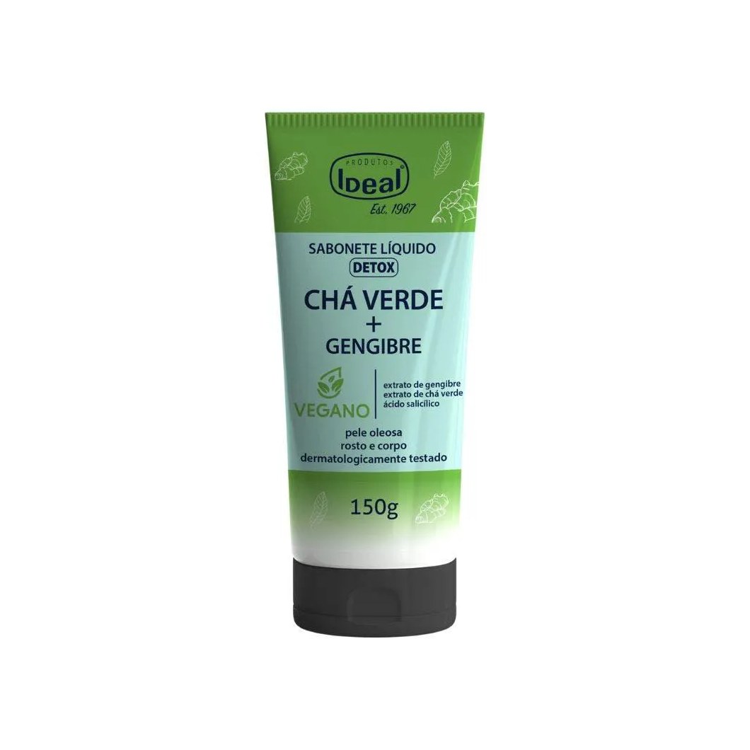 Sabonete Líquido Ideal Rosto e Corpo Detox Chá Verde e Gengibre 150ml