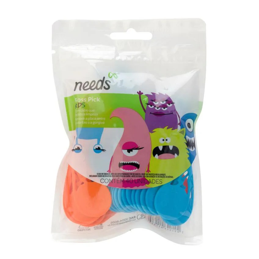 Fio Dental Infantil Needs Floss Pick Kids 40 Unidades