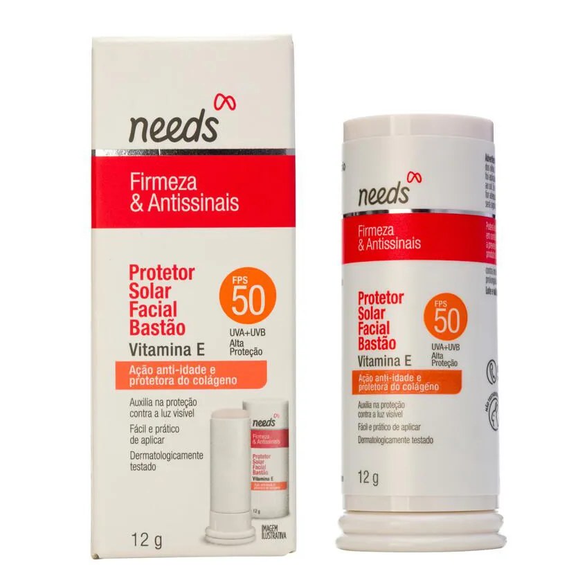 Protetor Solar Facial Needs Firmeza & Antissinais FPS 50 Bastão 12g