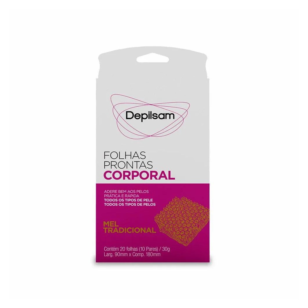 Folhas Prontas para Depilação Corporal Depilsam Mel 20fls