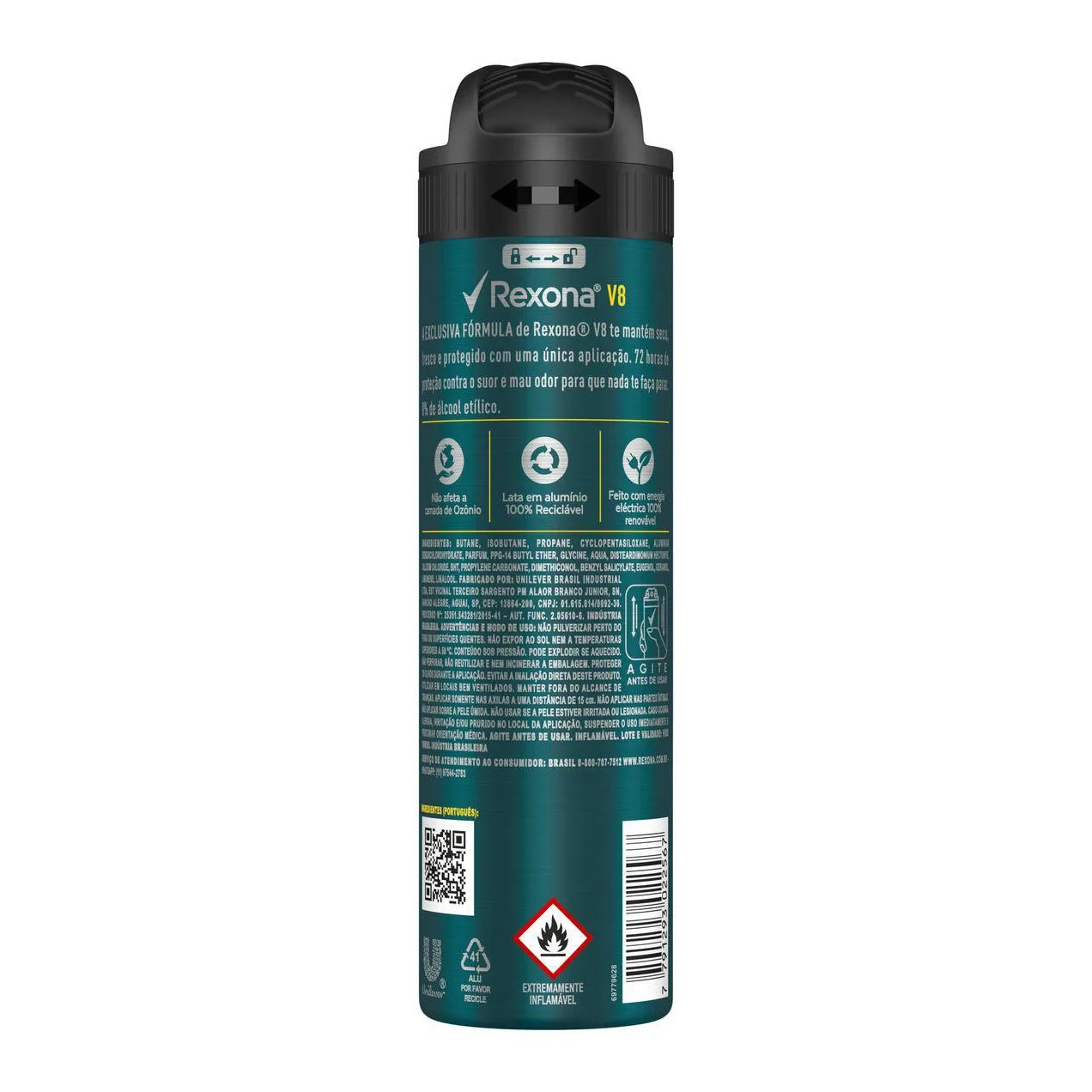 Desodorante Antitranspirante Aerosol Rexona Men V8 72h 150ml