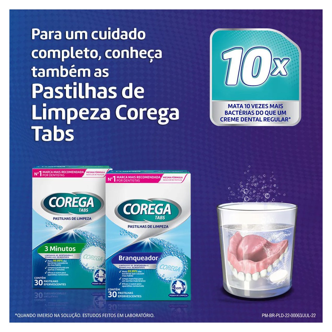 Kit Pó Fixador de Dentadura Corega 3 em 1 22g 3 unidades