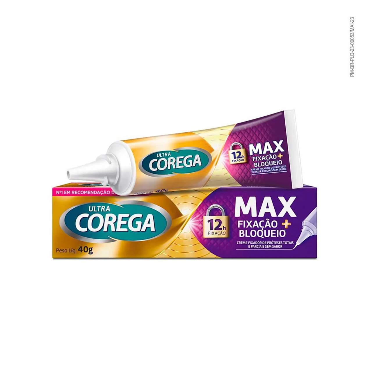 Creme Fixador de Dentadura Ultra Corega Max Fixação + Bloqueio Sem Sabor 40g