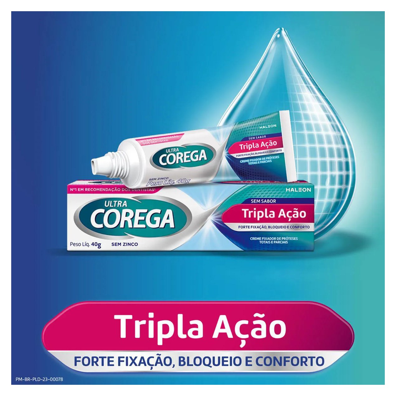Creme Fixador de Dentadura Ultra Corega Tripla Ação Sem Sabor com 20g