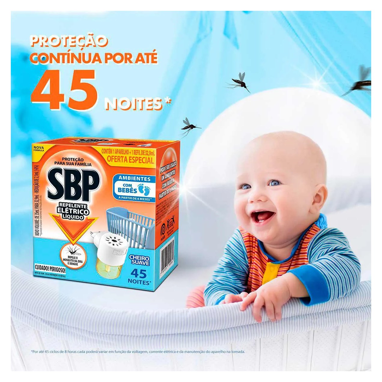 Repelente de Tomada SBP 45 Noites Cheiro Suave + Refil 35ml