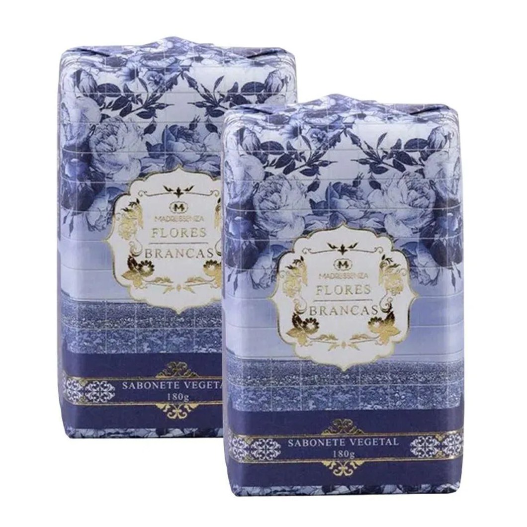 Kit 2 Sabonetes em Barra Flores Brancas Madressenza 180g