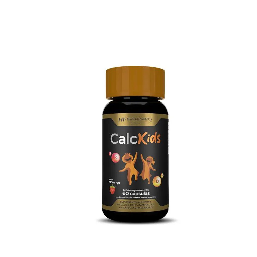Calcio Kids 60 cápsulas Mastigavel Sabor Morango Hf Suplements