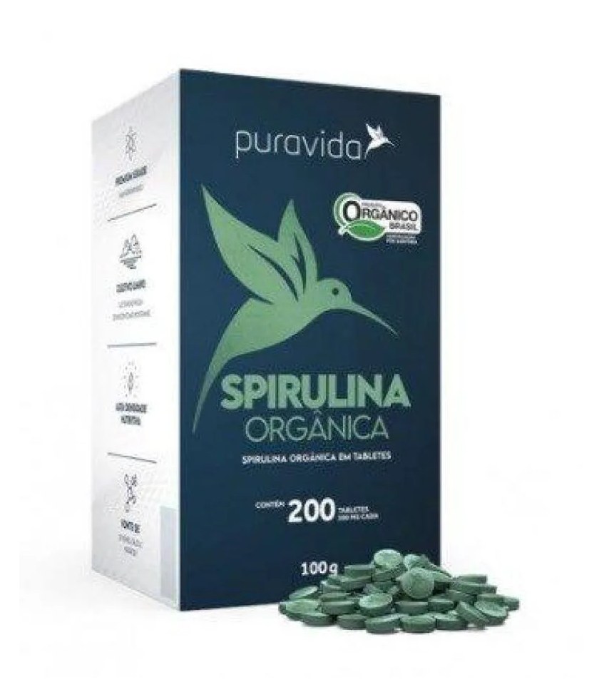 Spirulina Premium Puravida 200 Tab 500mg