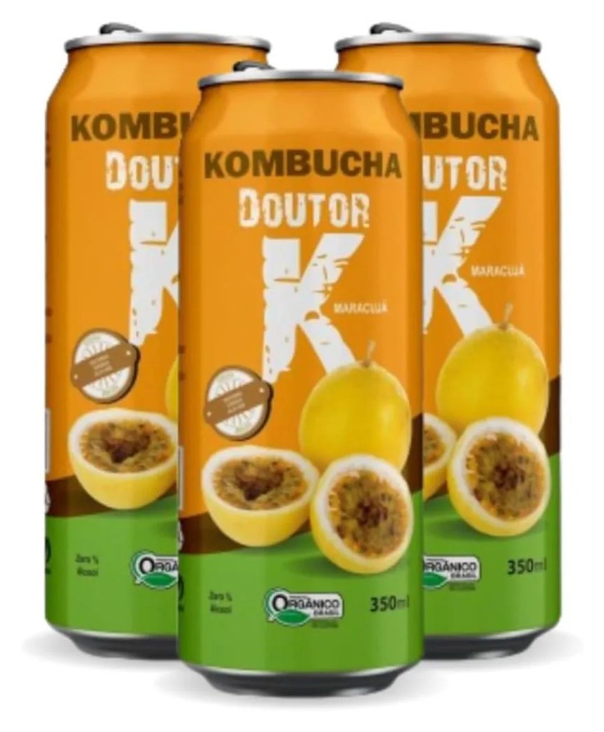 Kit com 03 - Kombucha Orgânica Sabor Maracujá 350ml Drk