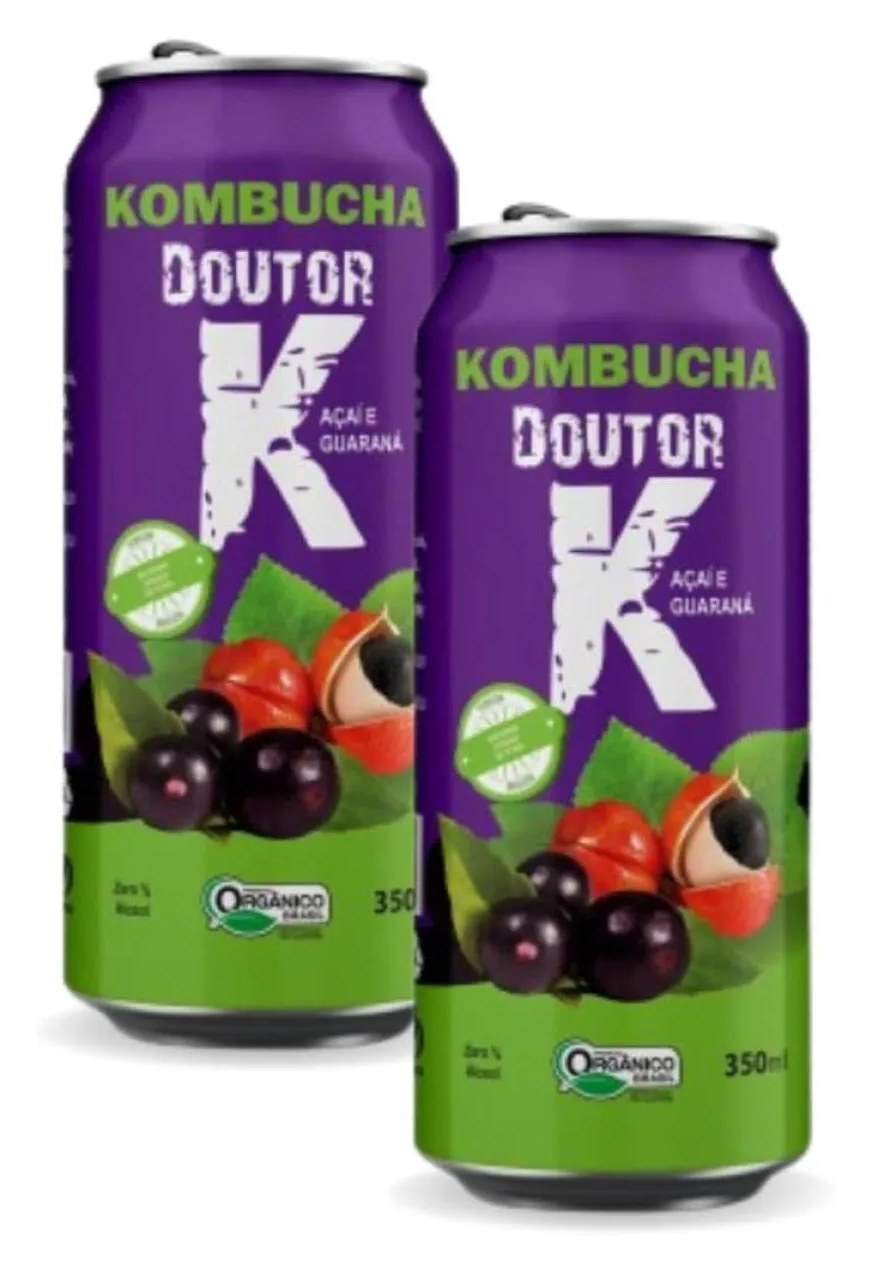 Kit com 02 -kombucha Orgânica Sabor Açaí e Guaraná 350ml Drk