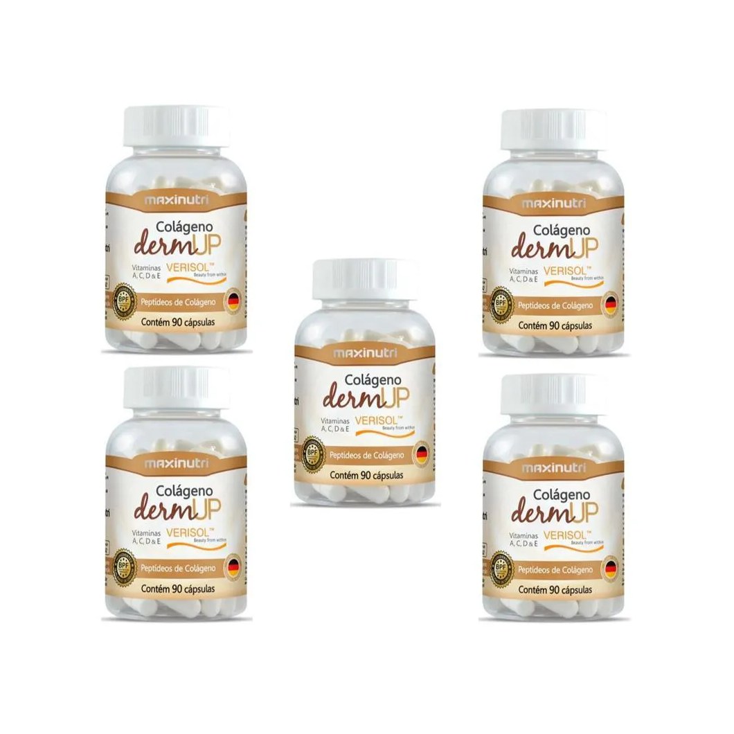 Kit 5 Colágeno Verisol Dermup 90 Cápsulas Maxinutri