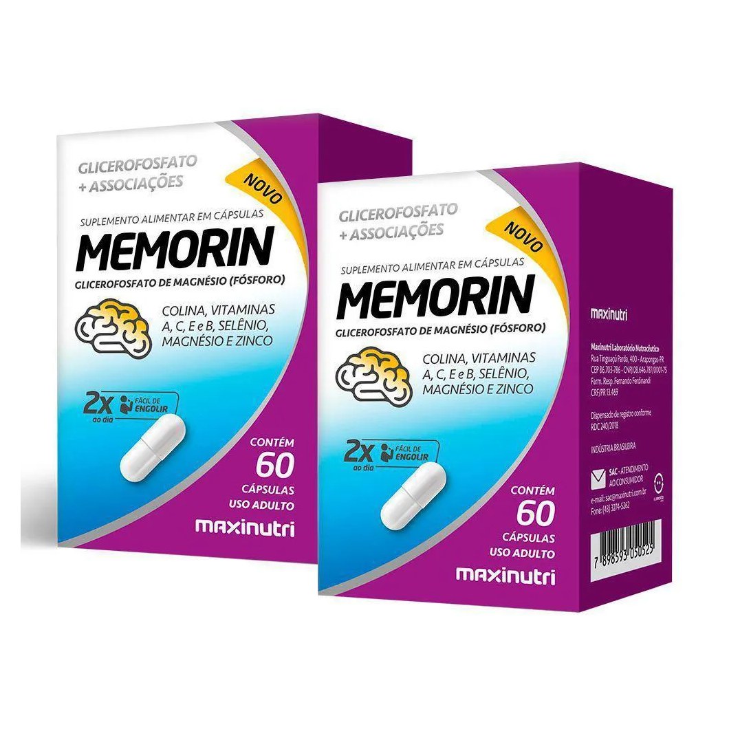 Kit 2x Memorin 60 Cápsulas Suplemento Alimentar Maxinutri